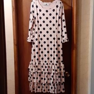 Dainty jewells pink/black polka dot dress